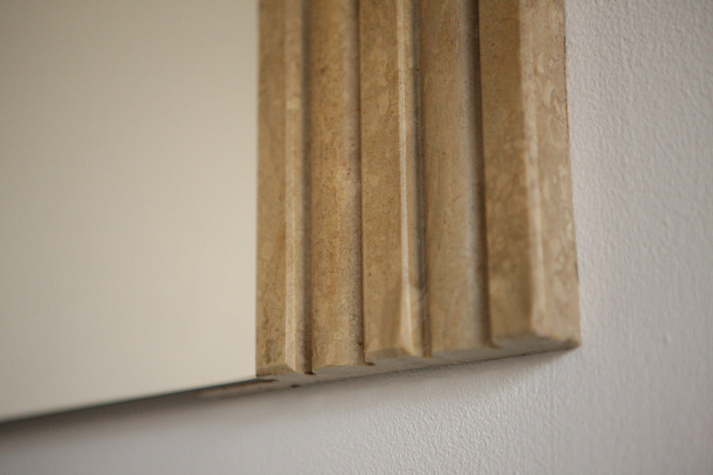 1970's Large Travertine Mirror