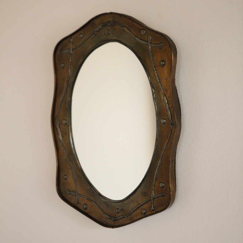 Brutalist 1970's Brass Mirror