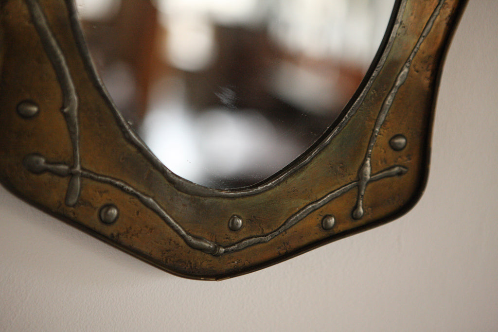 Brutalist 1970's Brass Mirror