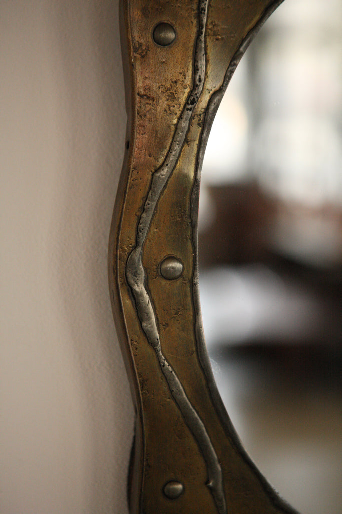 Brutalist 1970's Brass Mirror