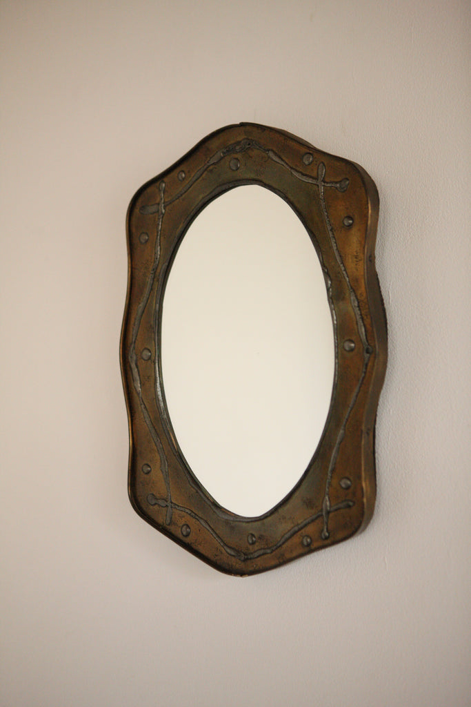 Brutalist 1970's Brass Mirror