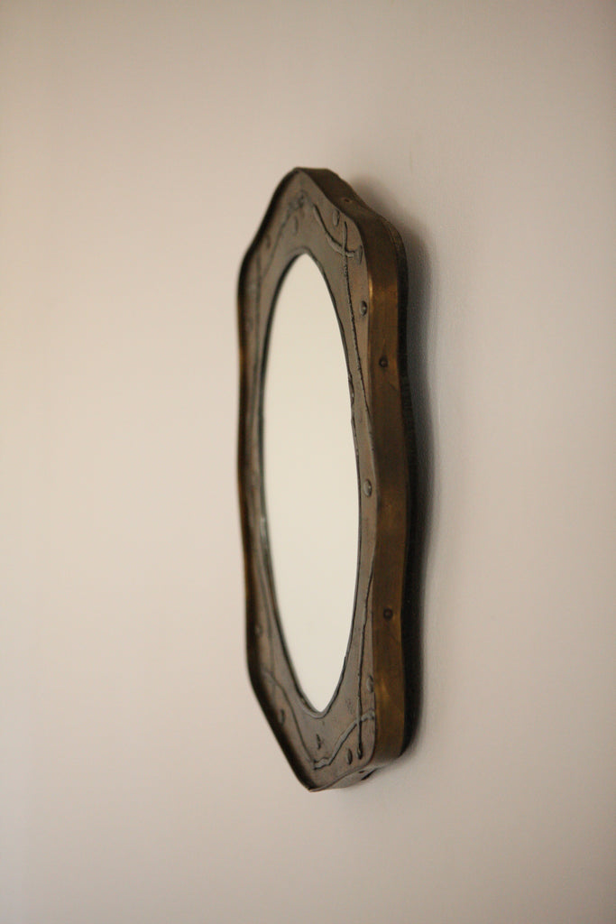 Brutalist 1970's Brass Mirror