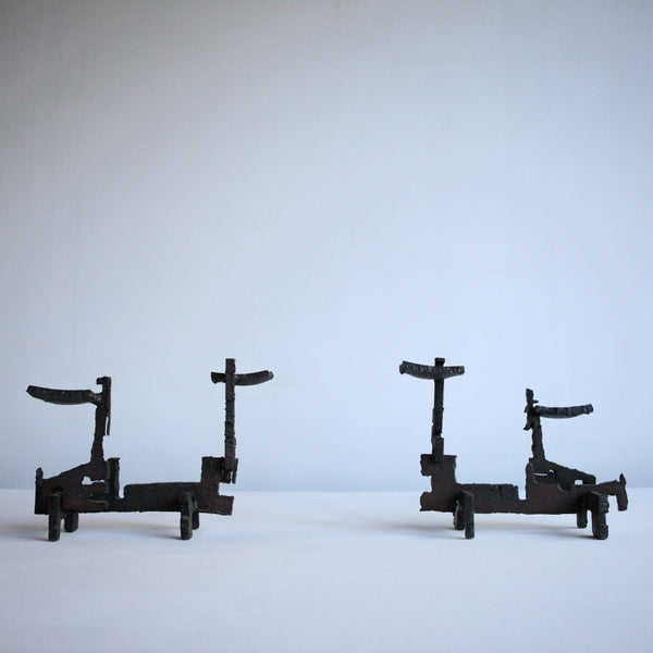 Pair of Brutalist Candle Holders