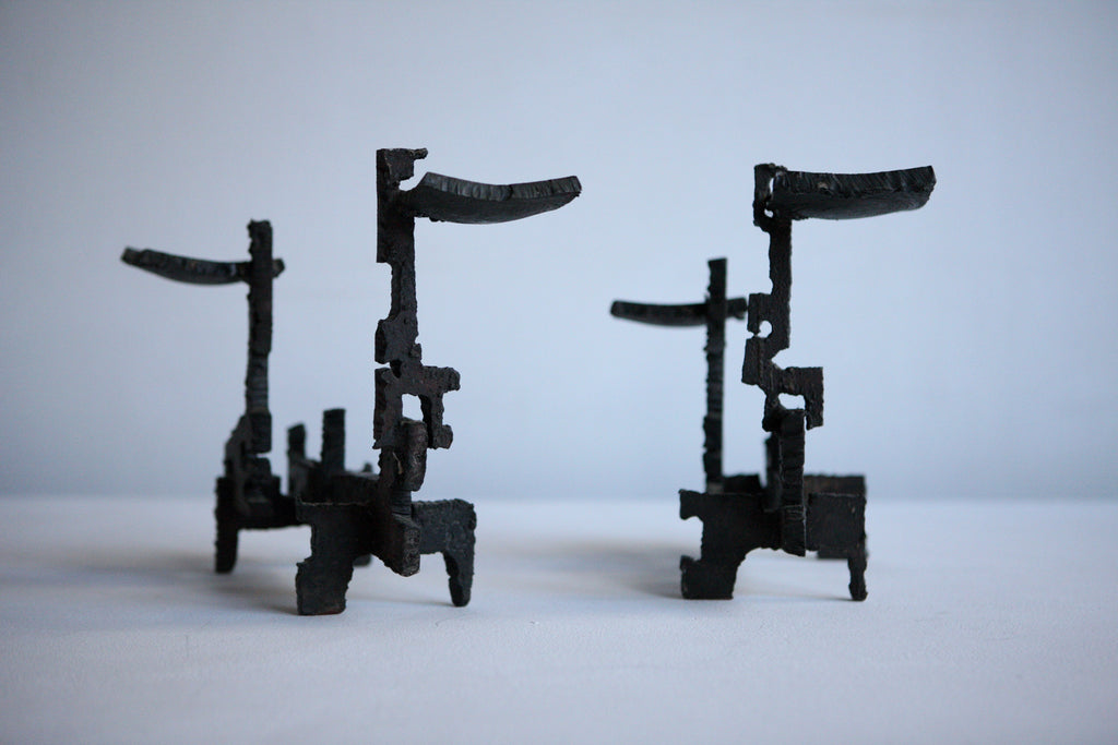 Pair of Brutalist Candle Holders