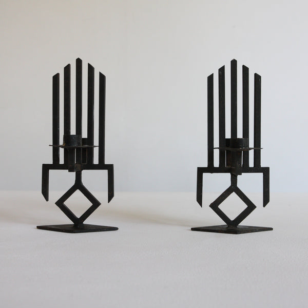 Pair of Iron Candleholders