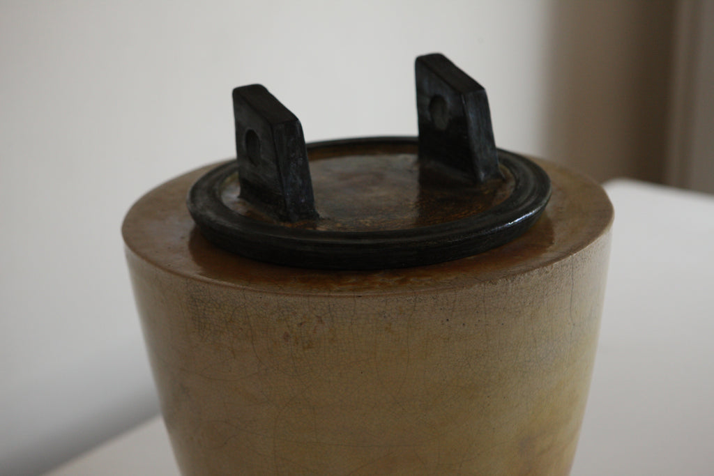 Tall Brutalist Raku Lidded Vase