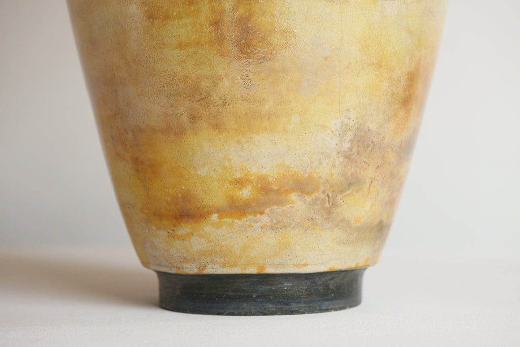 Tall Brutalist Raku Lidded Vase