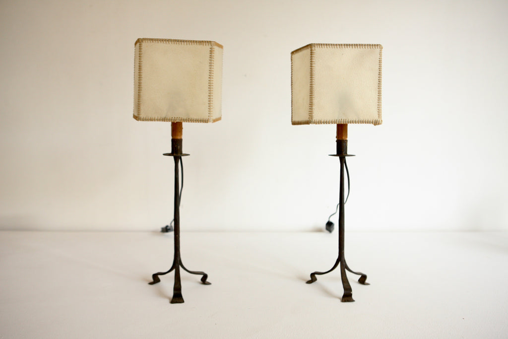 Pair of Spanish Wrought Iron Table Lamps