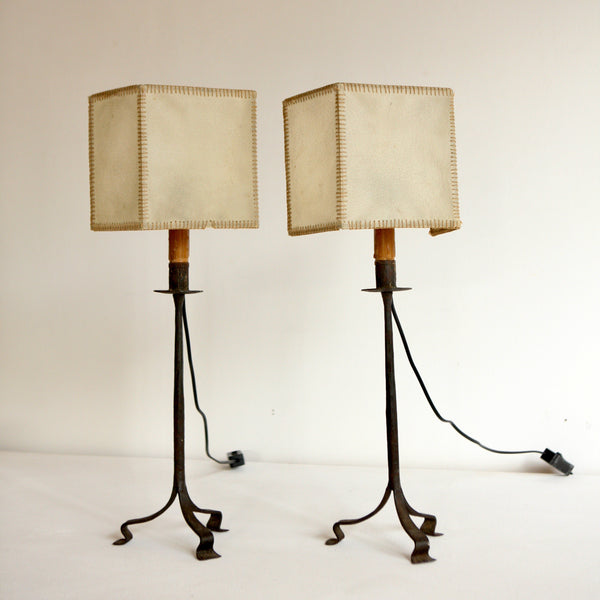 Pair of Spanish Wrought Iron Table Lamps