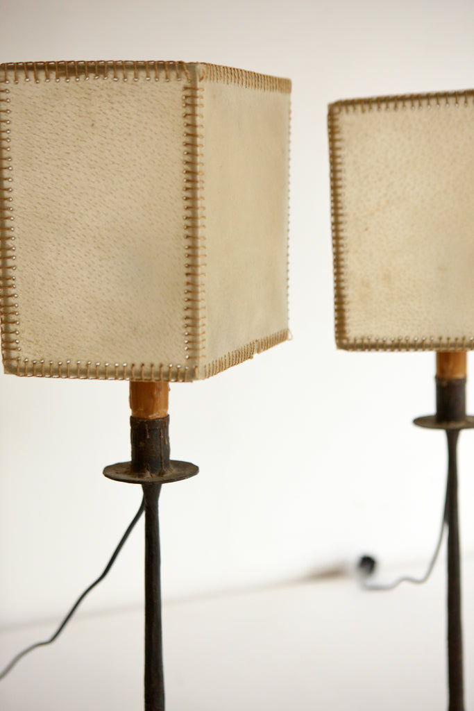 Pair of Spanish Wrought Iron Table Lamps