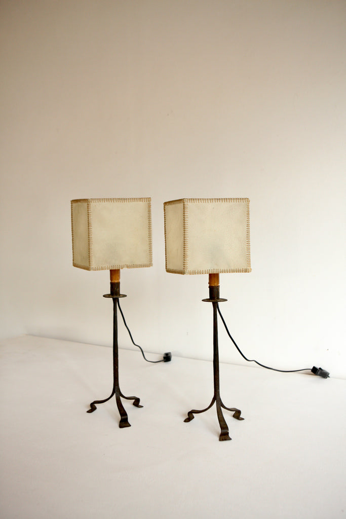 Pair of Spanish Wrought Iron Table Lamps