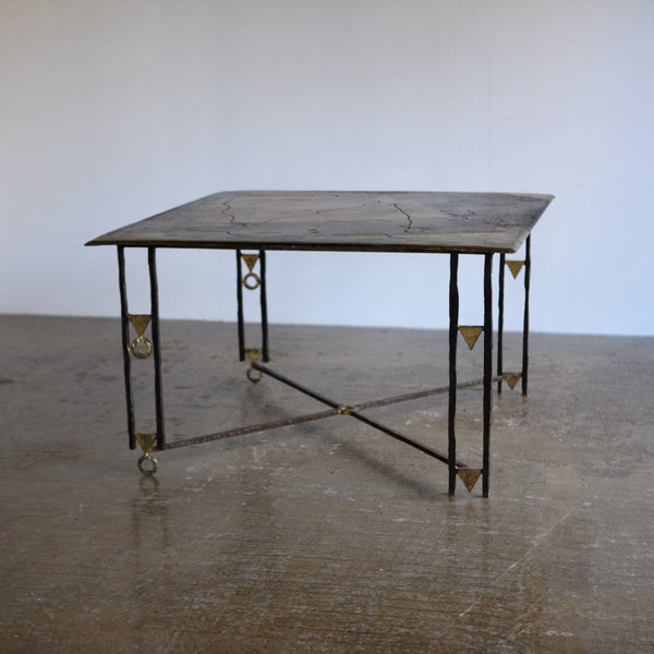 Wrought Iron Gold Leaf Dining Table by Jean-Jacques Argueyrolles,