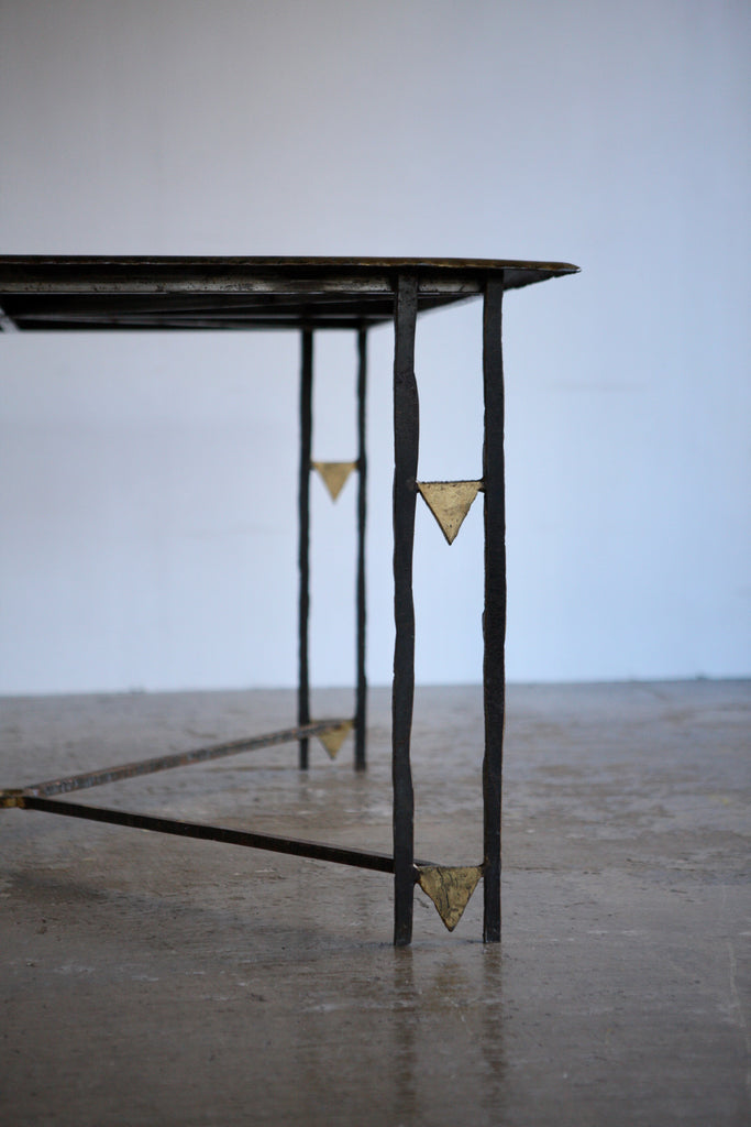 Wrought Iron Gold Leaf Dining Table by Jean-Jacques Argueyrolles,