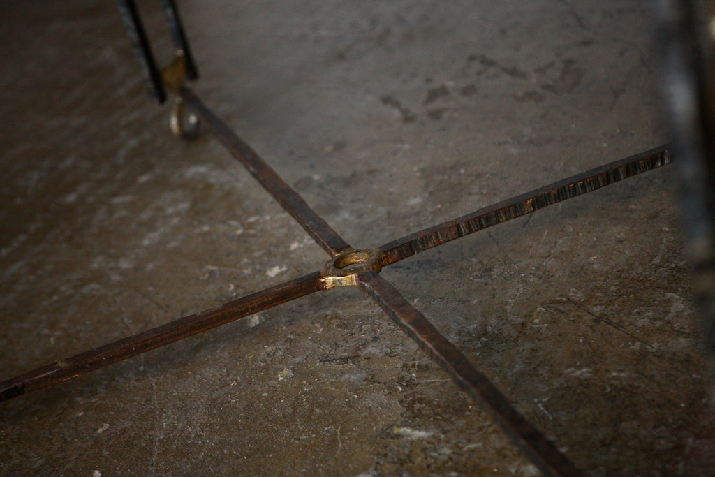 Wrought Iron Gold Leaf Dining Table by Jean-Jacques Argueyrolles,