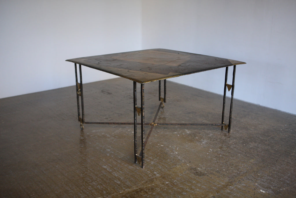 Wrought Iron Gold Leaf Dining Table by Jean-Jacques Argueyrolles,