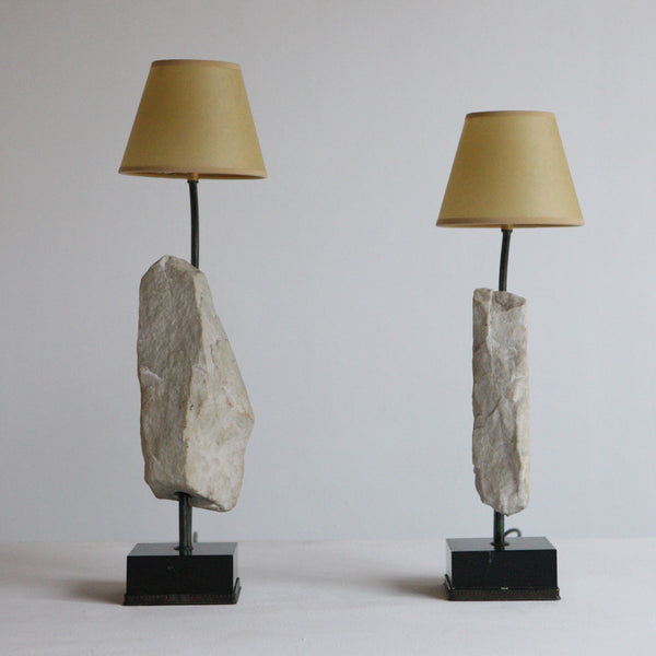 Pair of Stone Table Lamps, Circa 1960's.