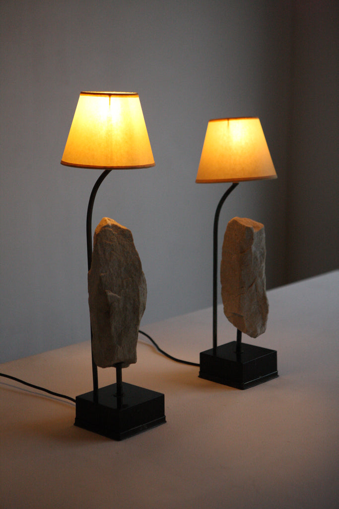 Pair of Stone Table Lamps, Circa 1960's.