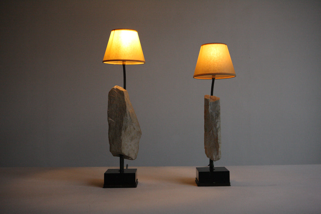 Pair of Stone Table Lamps, Circa 1960's.