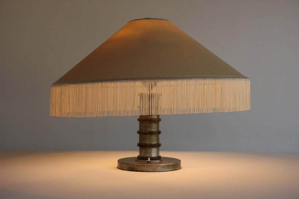 1960's Italian Table Lamp With Fringed Shade