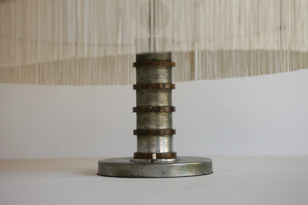 1960's Italian Table Lamp With Fringed Shade